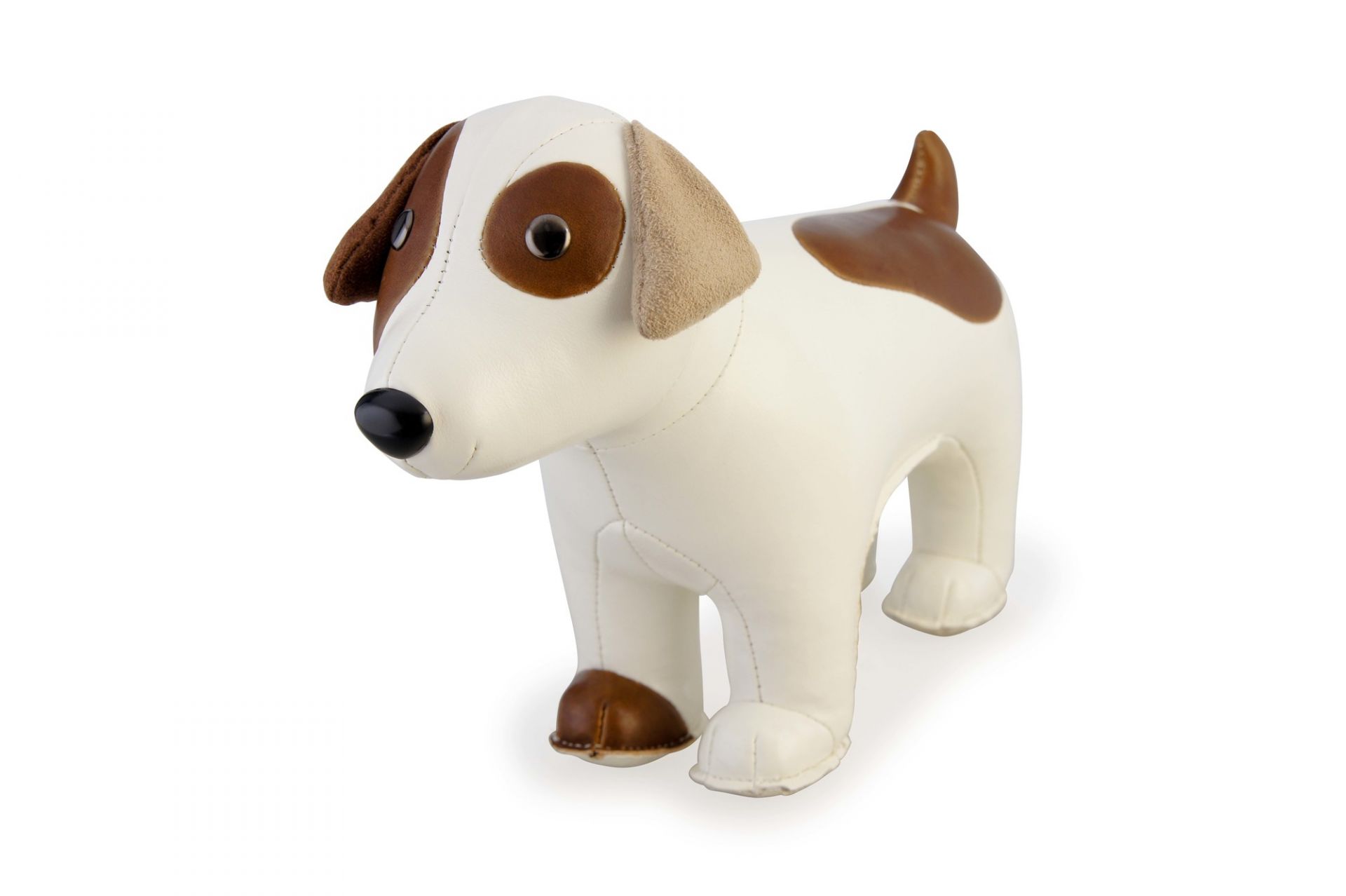 Buchstütze in Form eines weißen und braunen Russel Terriers von Züny.